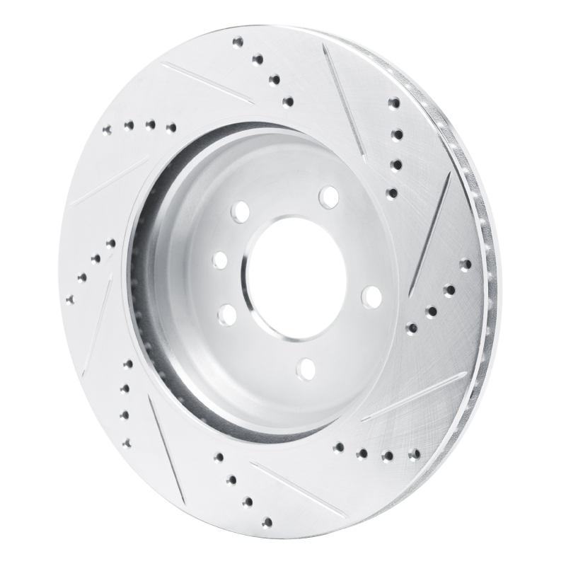 Land Rover Defender 90 Brake Rotor (1) - Rear Left - R1 Concepts - Drilled & Slotted - Silver - `20-`25